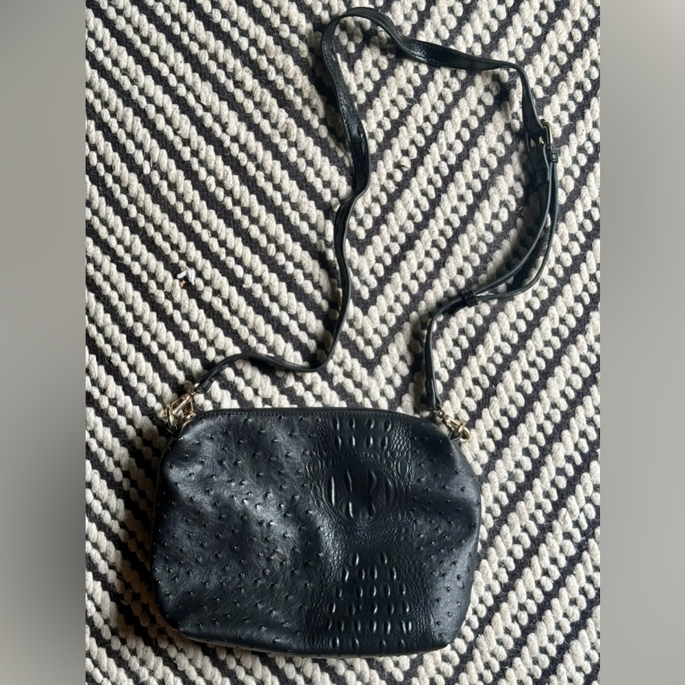 Elegant Black Leather Ostrich Women's Bag